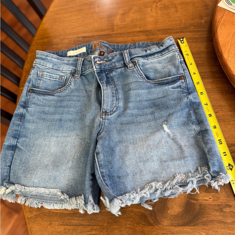 Kut from the Kloth Blue Frayed Jean Shorts